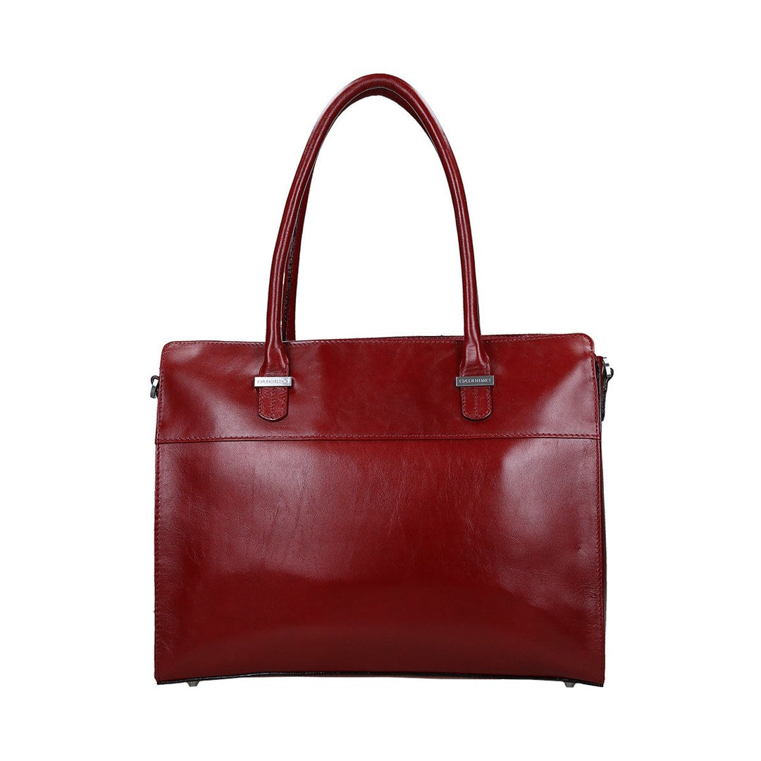 Rode leren businessbag voor de laptop