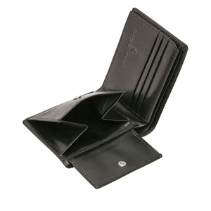 Lage billfold RFID Stierenleer - Zwart