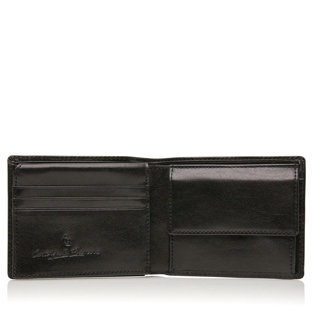 Lage billfold RFID Stierenleer - Zwart
