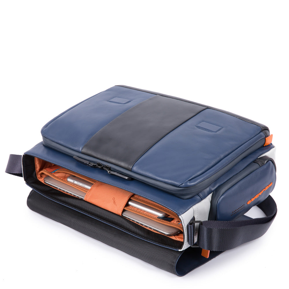 Computer messenger with iPad®10,5"/iPad 9,7" compartment and pocket for CONNEQU Urban - blu/grigio