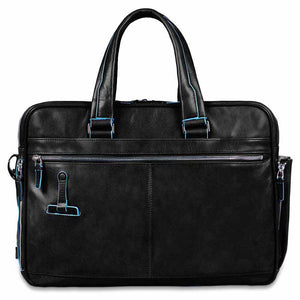 Expandable computer case with iPad/iPad®Air holder, umbrella pocket, organised U-zip front pockets Blue Square - Black