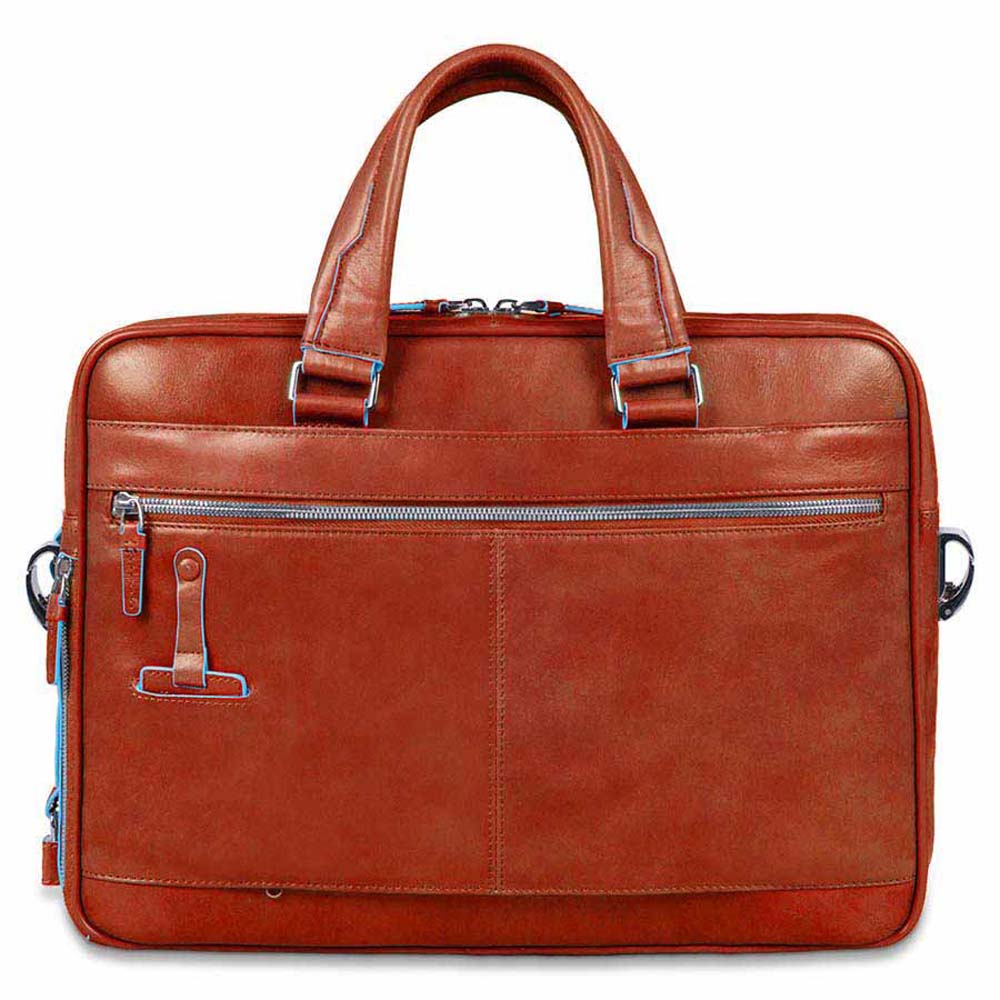 Piquadro Blue Square Portfolio Computer Briefcase 15" with iPad-Cognac