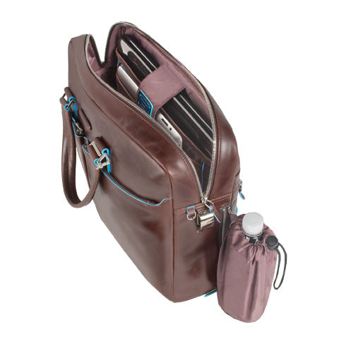 Blue Square Organized Laptop & iPad Case - mahogany