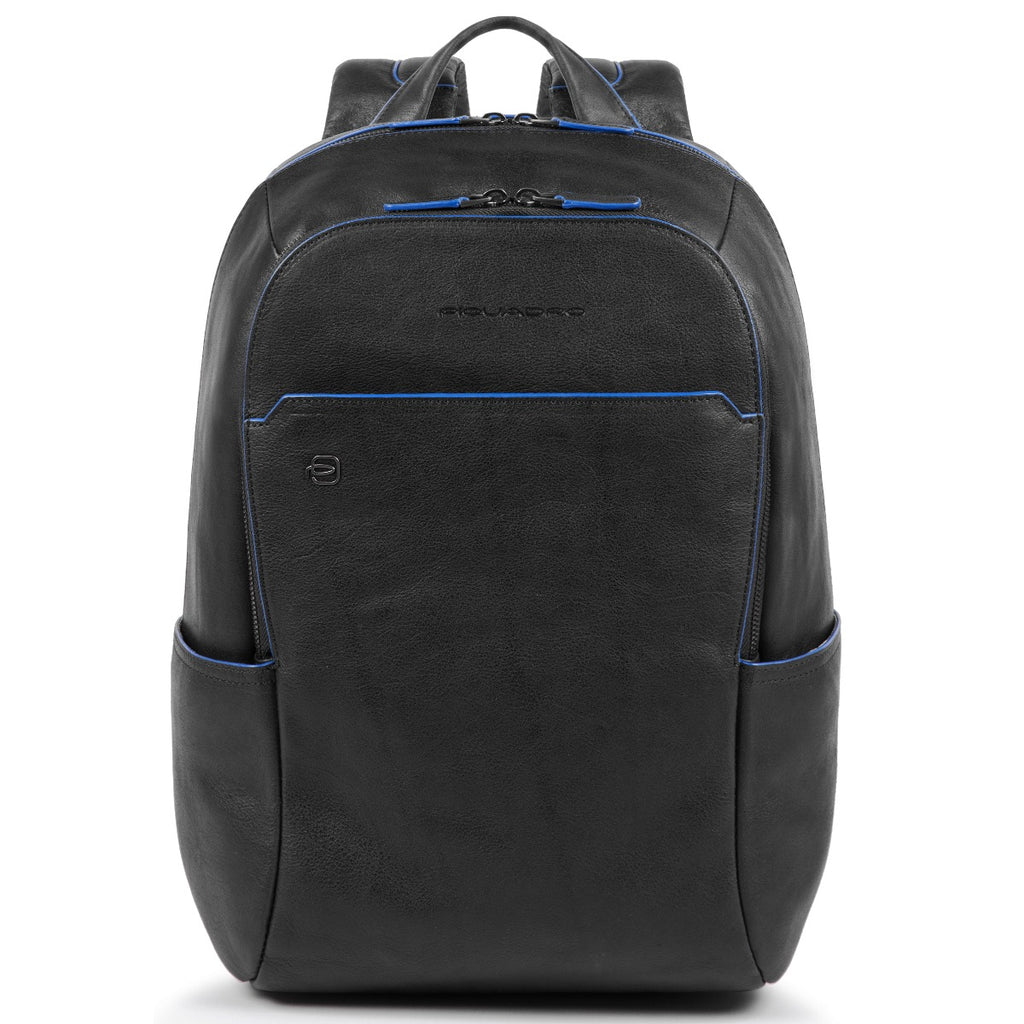 Small size computer backpack with iPad®10,5"/iPad 9,7" compartment, pockets for bottle and umbrella Blue Square-Black