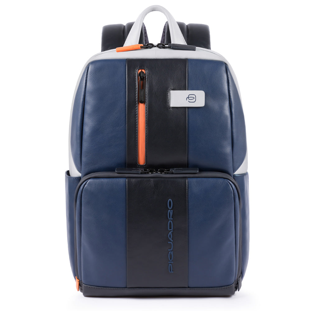 Simple Urban leather backpack - blu/grigio