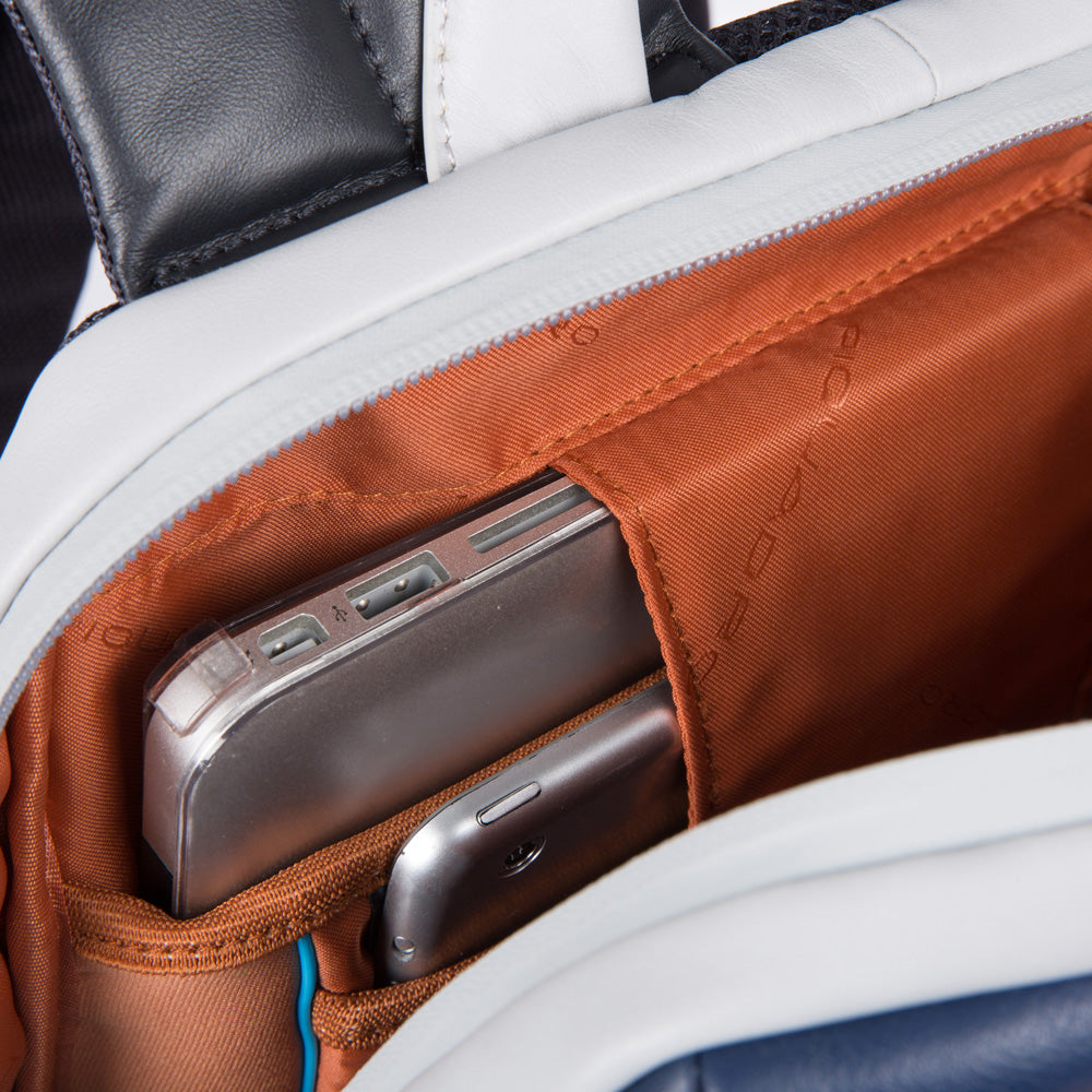 Simple Urban leather backpack - blu/grigio