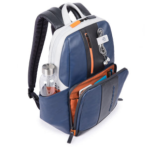 Simple Urban leather backpack - blu/grigio