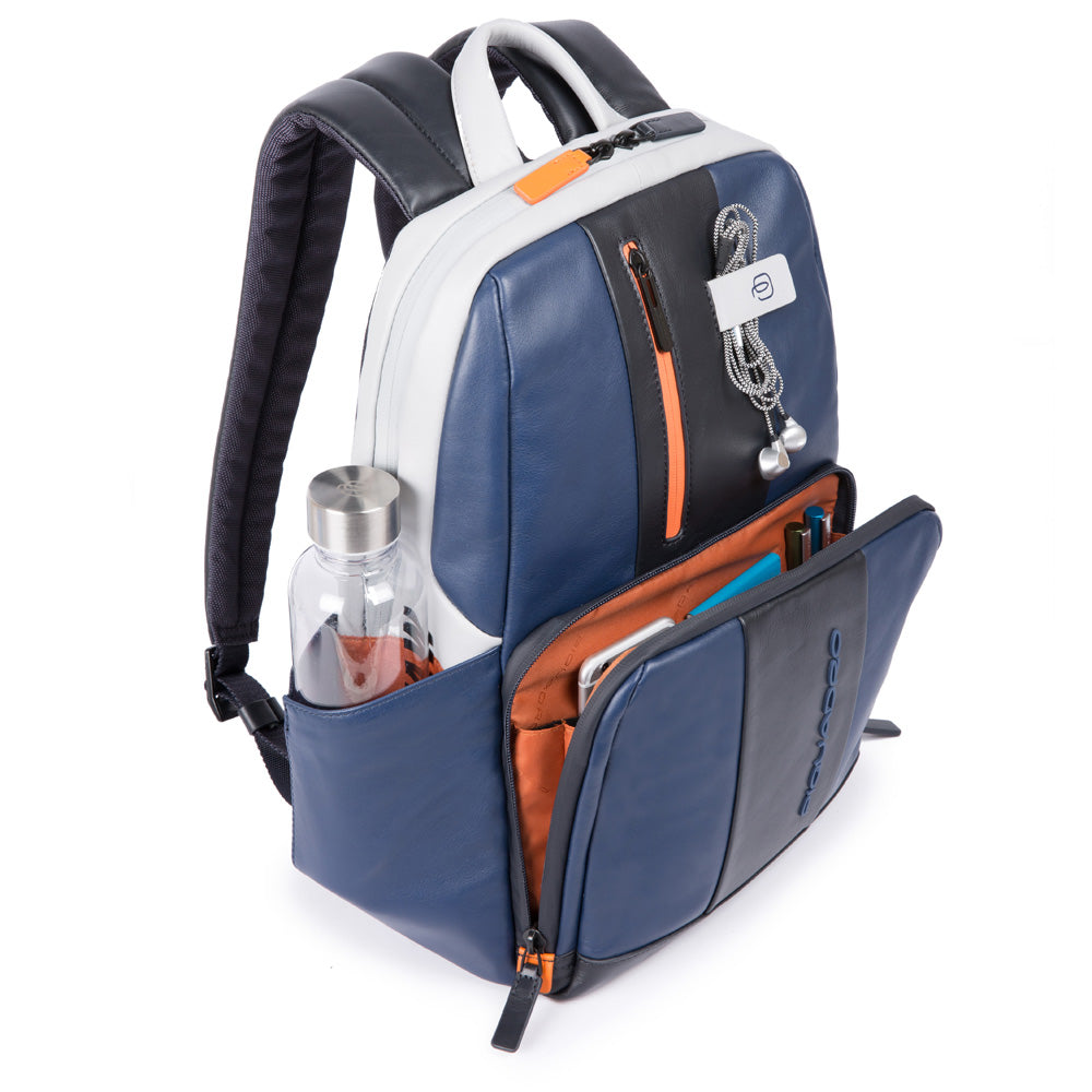 Simple Urban leather backpack - blu/grigio