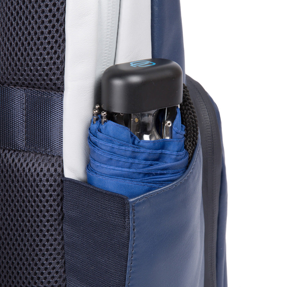 Simple Urban leather backpack - blu/grigio