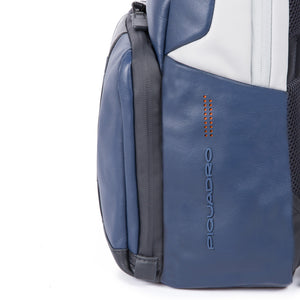 Simple Urban leather backpack - blu/grigio
