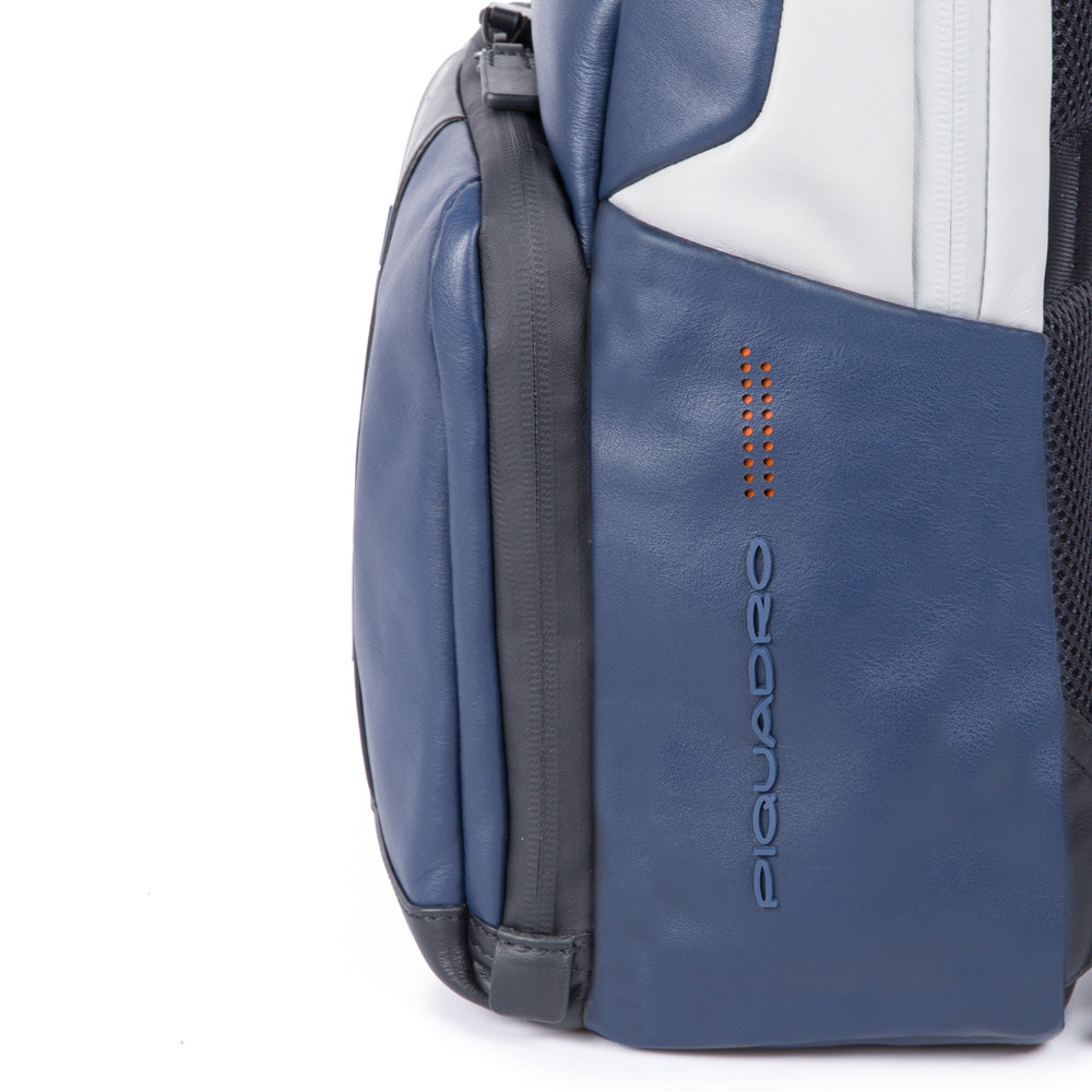 Simple Urban leather backpack - blu/grigio