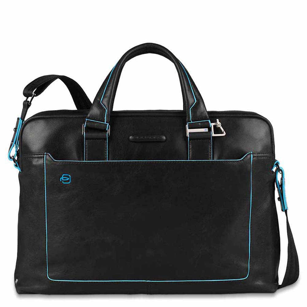 Computer portfolio briefcase with iPad® compartment Blue Square Black