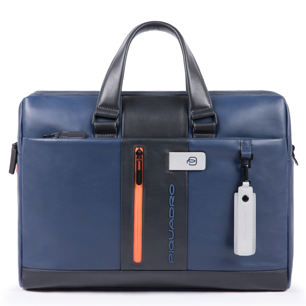 Computer portfolio briefcase with iPad® compartment, customizable tag and pocket for CONNEQU Urban - blu/grigio