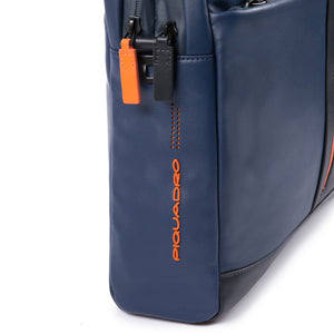 Computer portfolio briefcase with iPad® compartment, customizable tag and pocket for CONNEQU Urban - blu/grigio