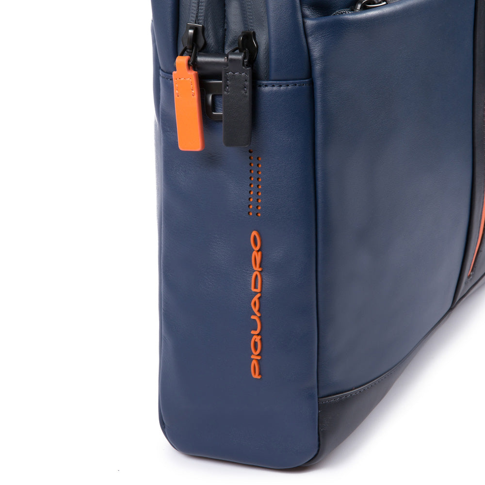 Computer portfolio briefcase with iPad® compartment, customizable tag and pocket for CONNEQU Urban - blu/grigio