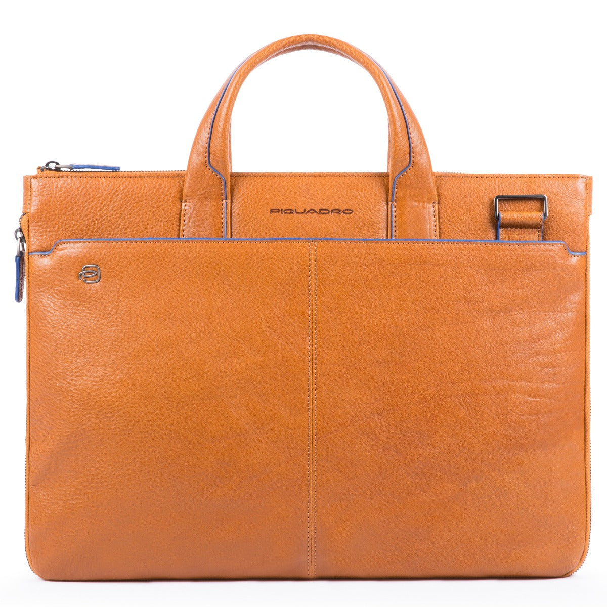 Small expandable laptop briefcase with compartment for 10.5"/9.7" iPad®, CONNEQU avail. Black Square - cuoio tabacco