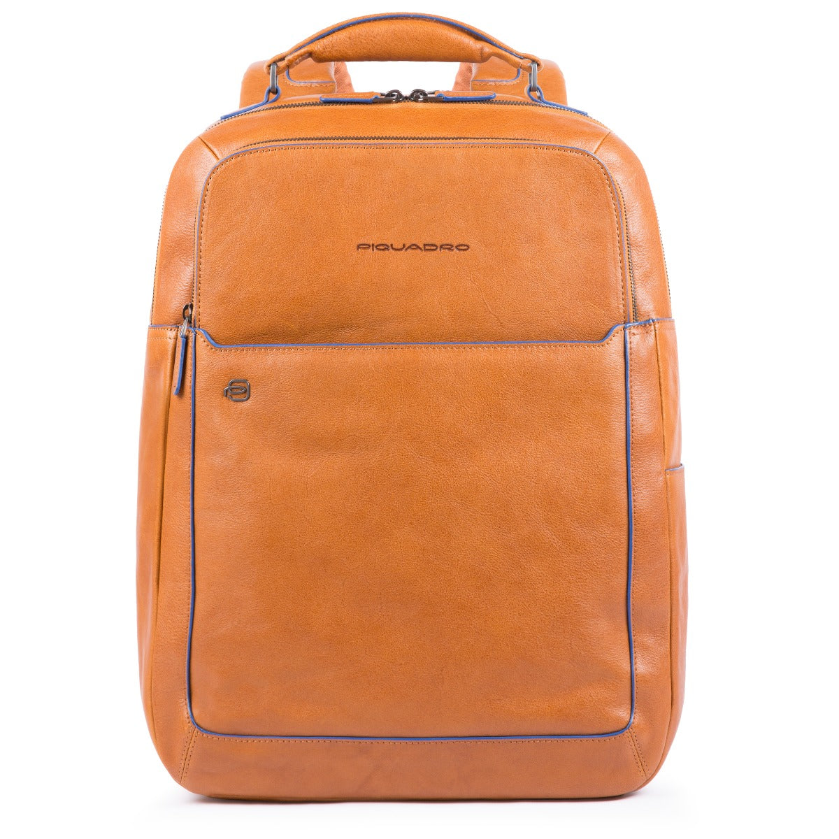 Fast Check computer backpack with iPad®10,5iPad 9,7 compartment, bottle and umbrella pockets Blue Square - Cuoio tabacco