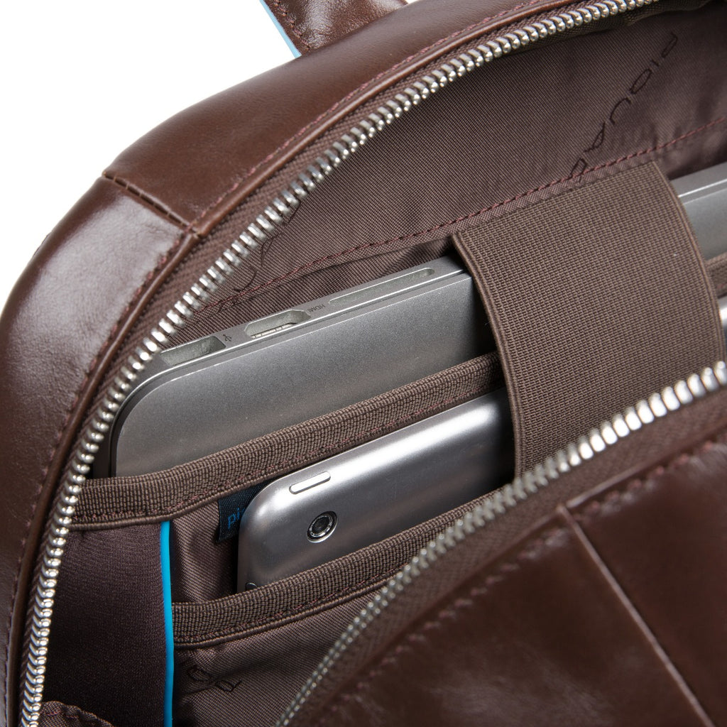 Big size, computer backpack with iPad® Blue Square - mahogany