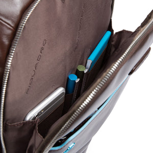 Big size, computer backpack with iPad® Blue Square - mahogany