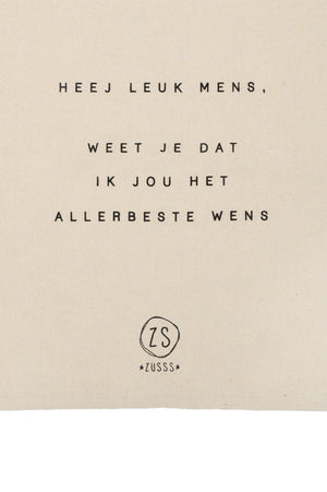 Katoenen Tasje 'Heej leuk mens'
