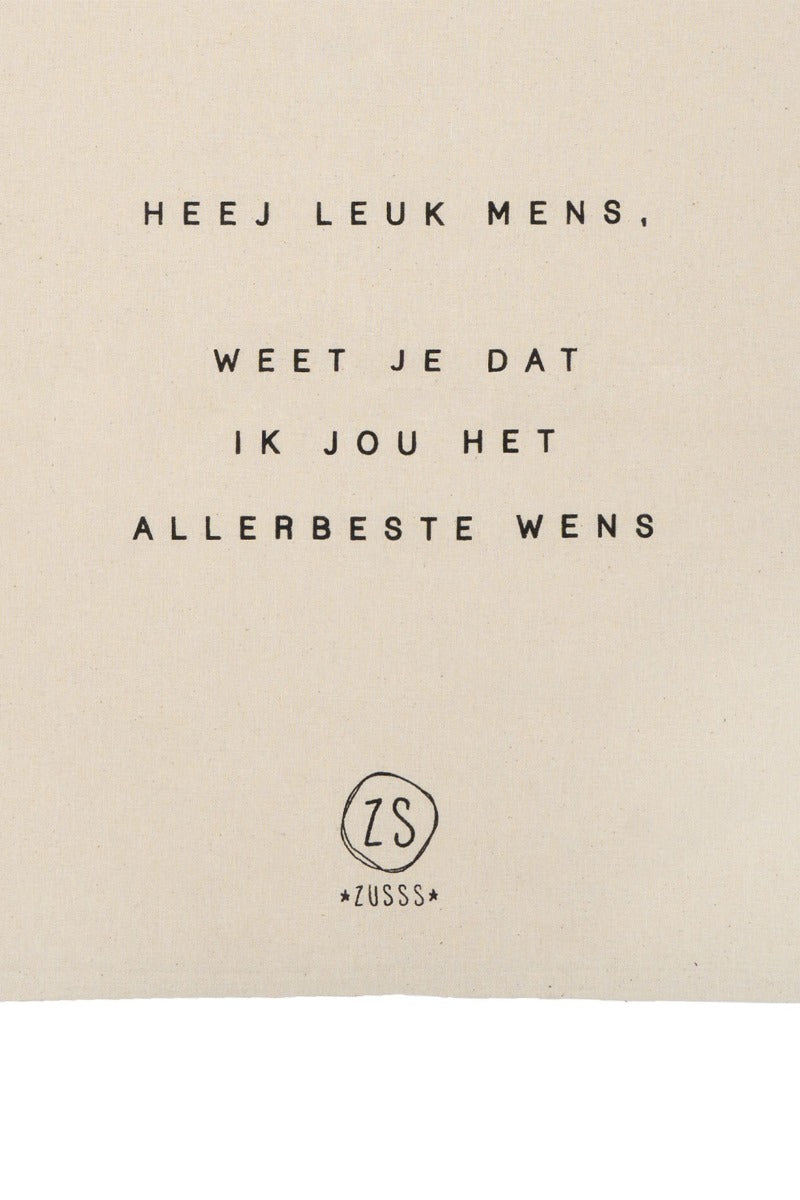 Katoenen Tasje 'Heej leuk mens'