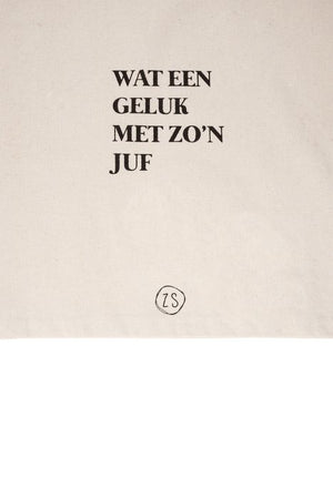 Katoenen tasje 'Wat een geluk met zo'n juf'