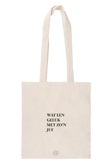 Katoenen tasje 'Wat een geluk met zo'n juf'