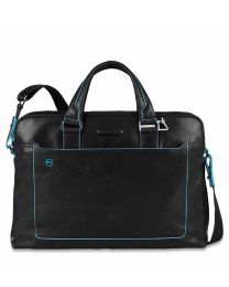 Computer portfolio briefcase with iPad® compartment Blue Square Black