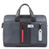 Computer portfolio briefcase with iPad® compartment, customizable tag and pocket for CONNEQU Urban - grigio/nero